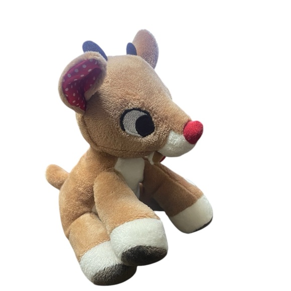 Rudolph the Red Nosed Reindeer Plush Stuffed Animal Bell Rattle Toy 5" - Picture 4 of 4